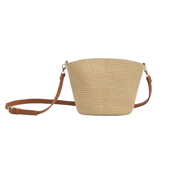 Handbags - 8897 Straw Crossbody Purse , Hand Woven Straw Shoulder Bag with Adjustable